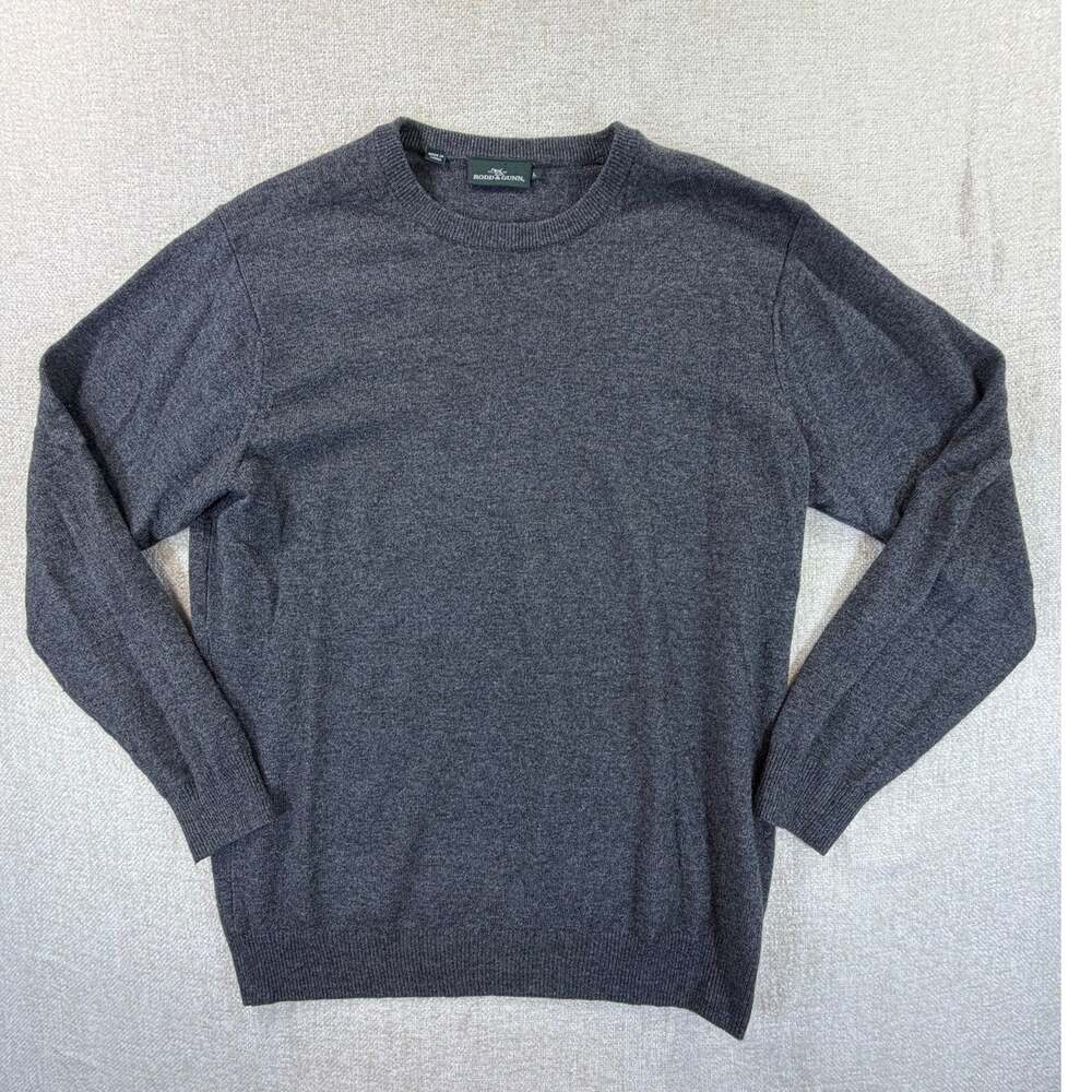 Rodd & Gunn Mens Large Gray Cashmere Wool Blend Crewneck Pullover Sweater Luxury